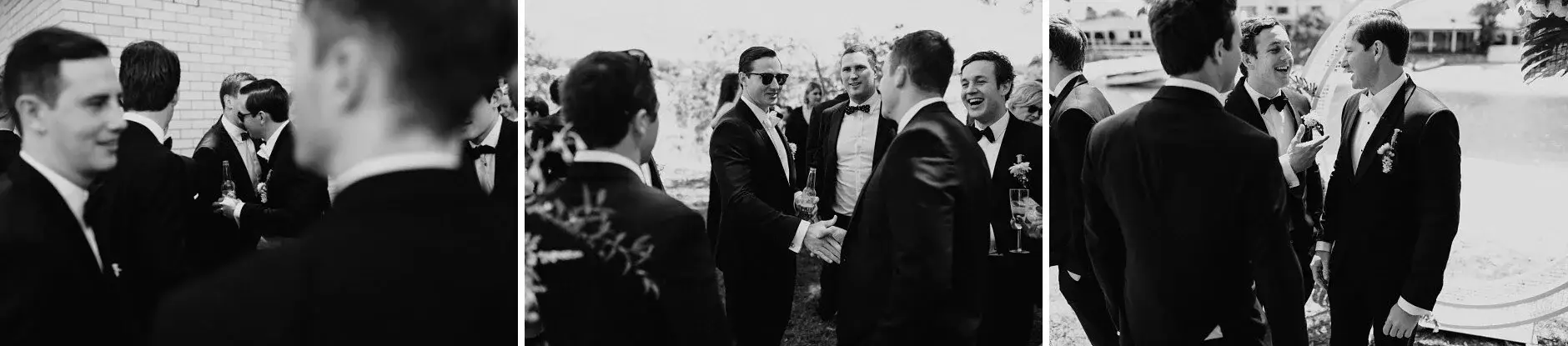 Guests arriving and greeting each other before the ceremony