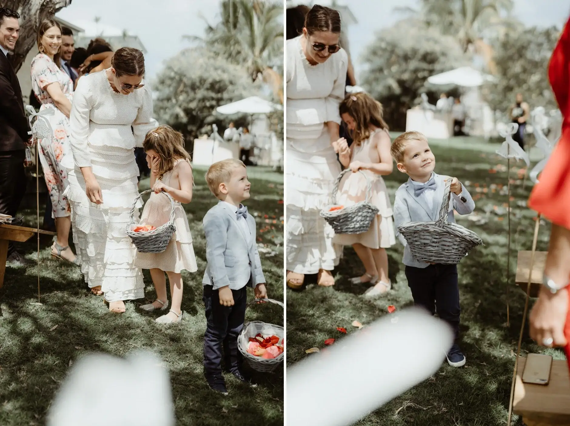 The flower girls and page boy at the top of the aisle