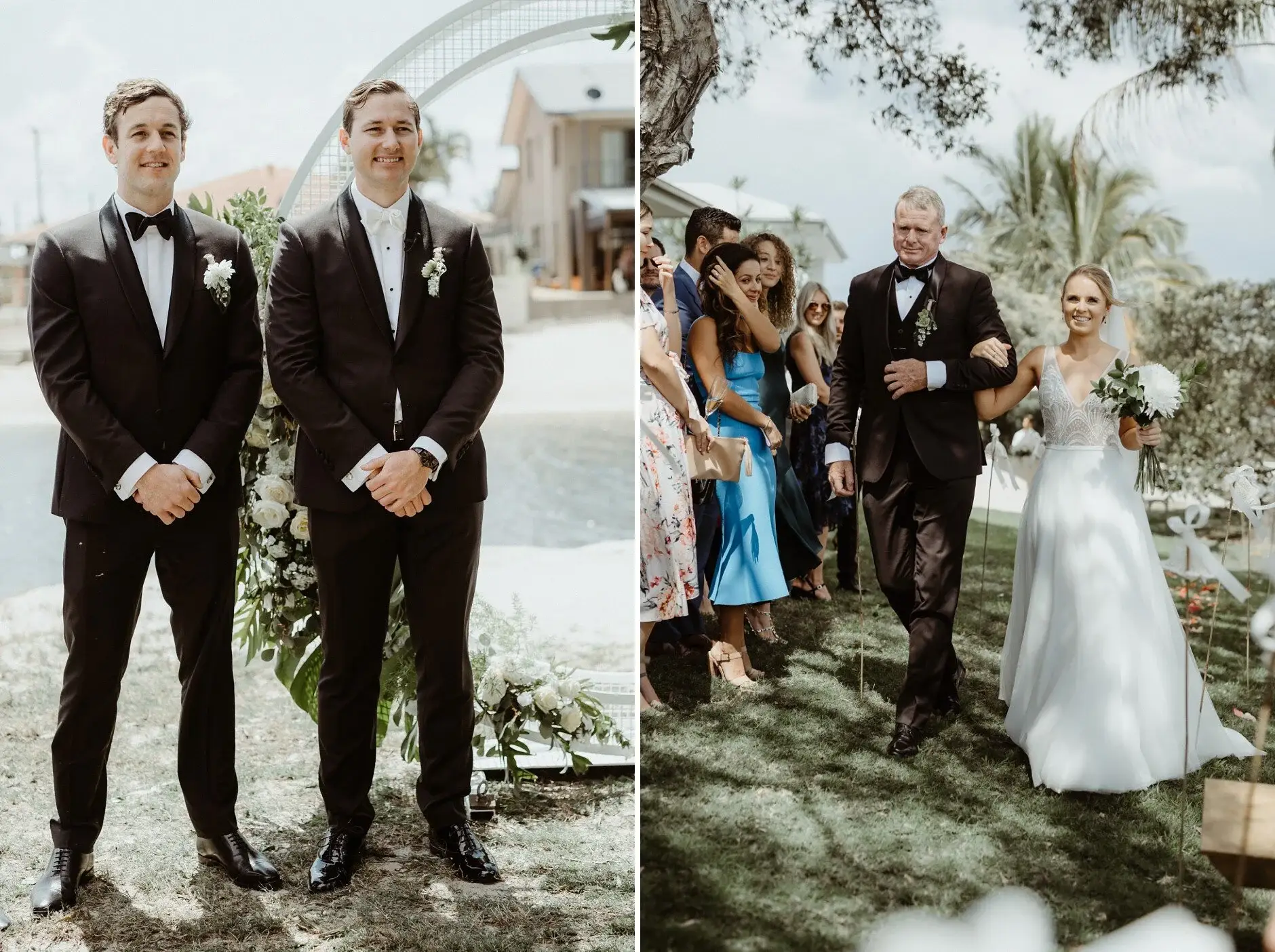 James waiting at the arbour as Clair arrives on her father’s arm
