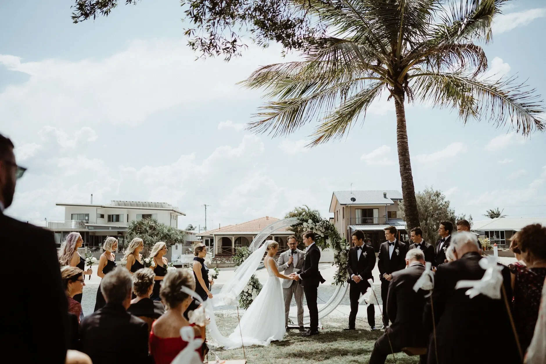 The ceremony beneath the palm tree by the canal, Burleigh Heads