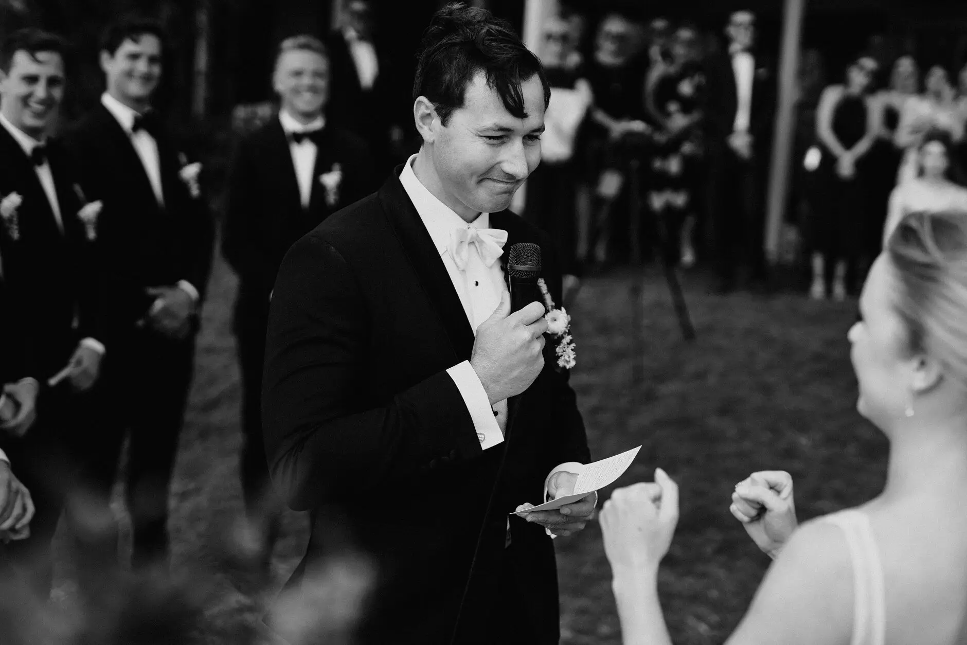 James reading his vows, Burleigh Heads