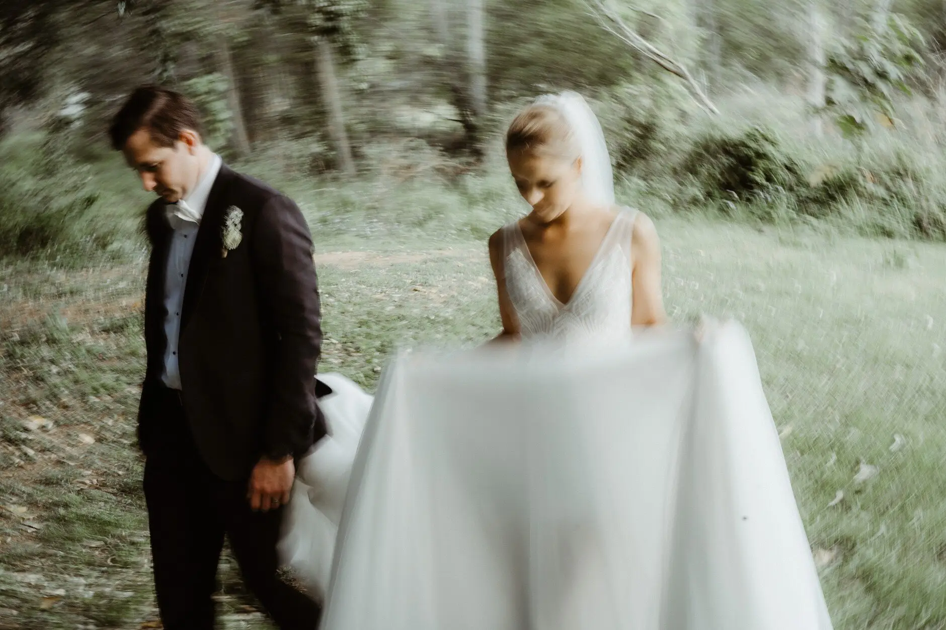 James watching Clair as she turns in her dress, Burleigh Heads