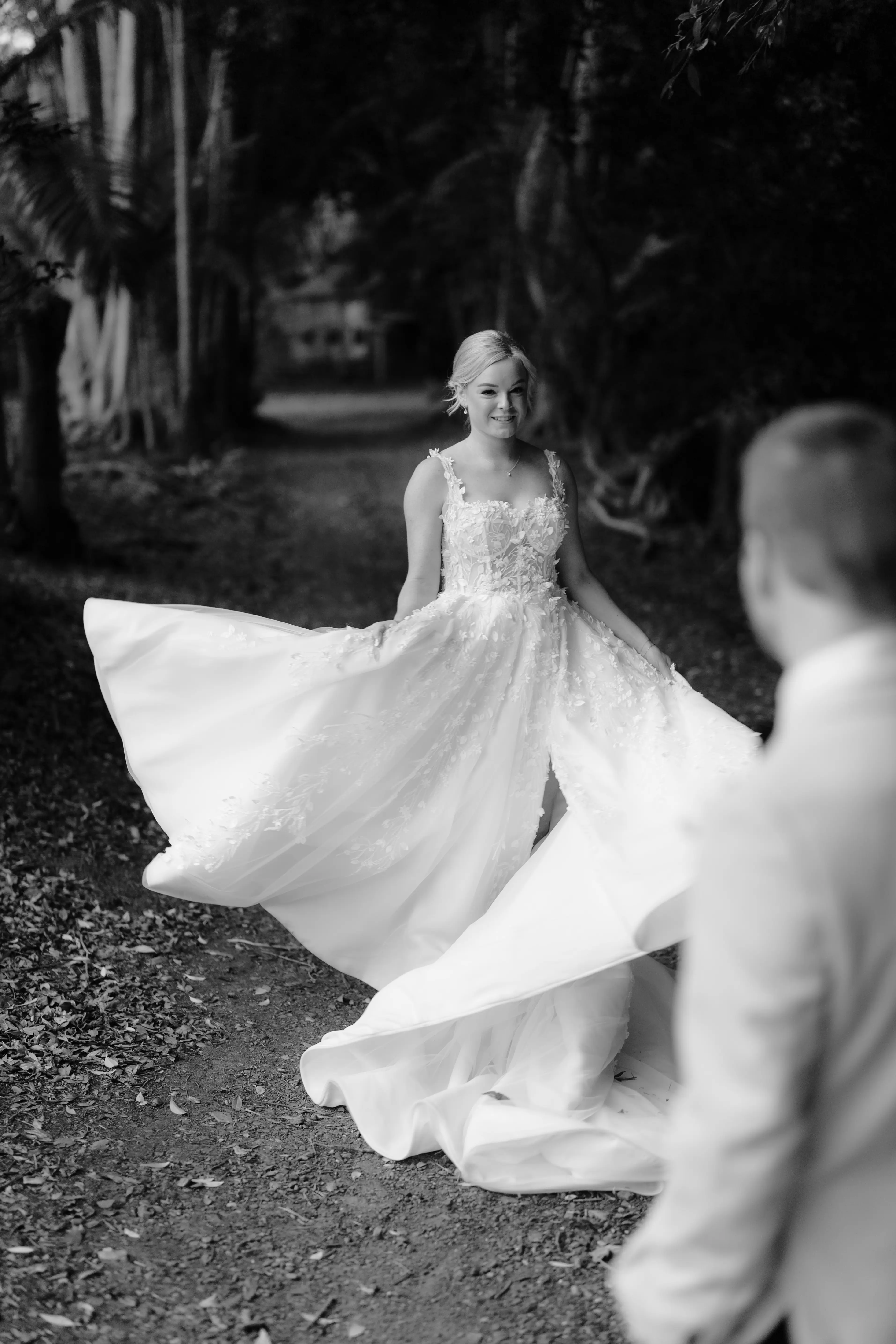 The dress mid-twirl on the garden path, The Acre Boomerang Hills