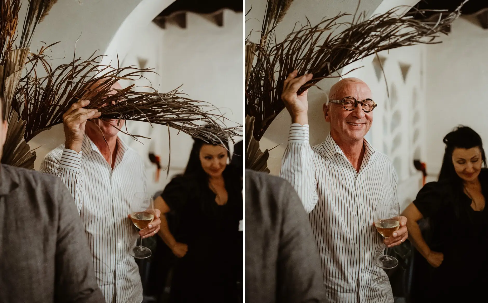 A guest dancing with a dried palm frond held high, Porteño, Surry Hills