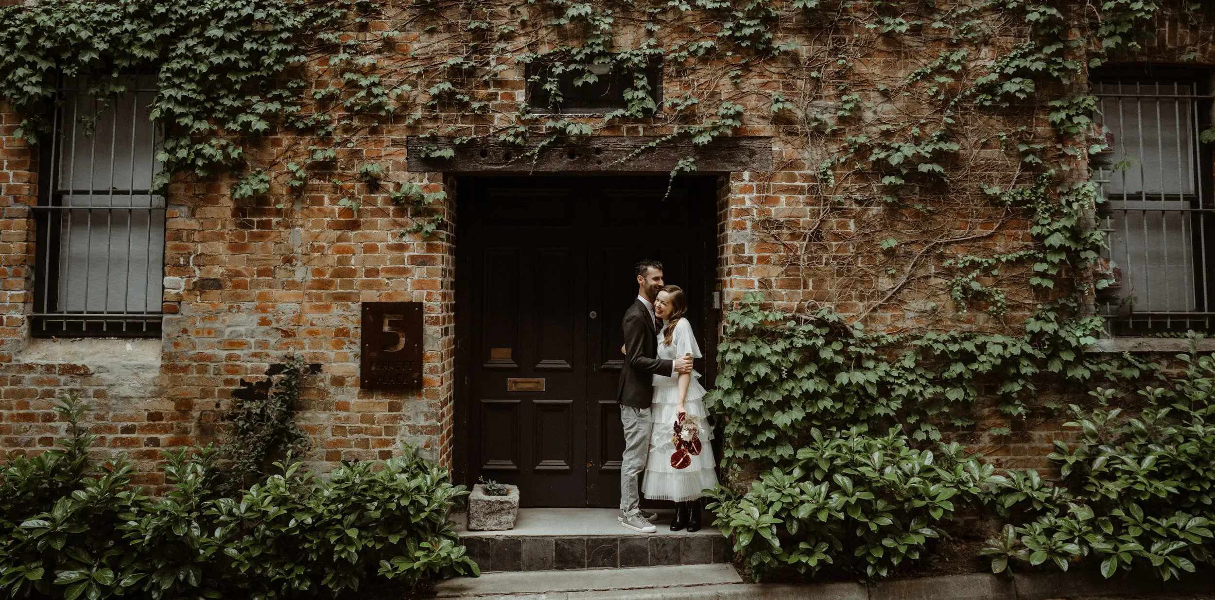 Sophie and Jonathan in a Surry Hills laneway on their wedding day